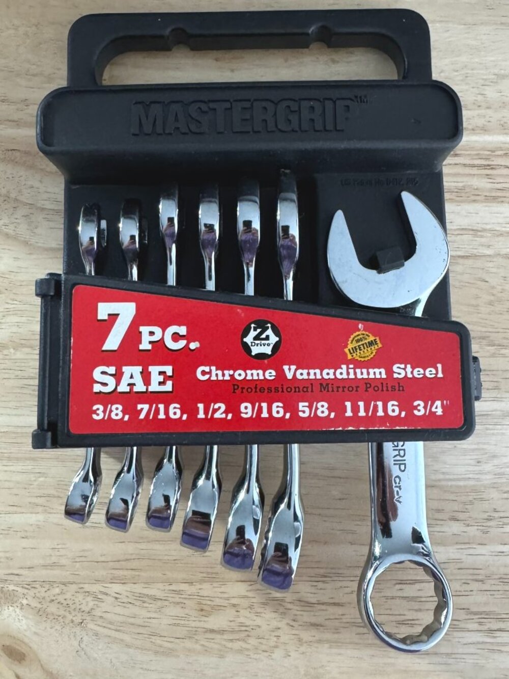 Master Grip Stubby Sae Chrome Vanadium Steel Wrench Set 7pc Tool MC-293